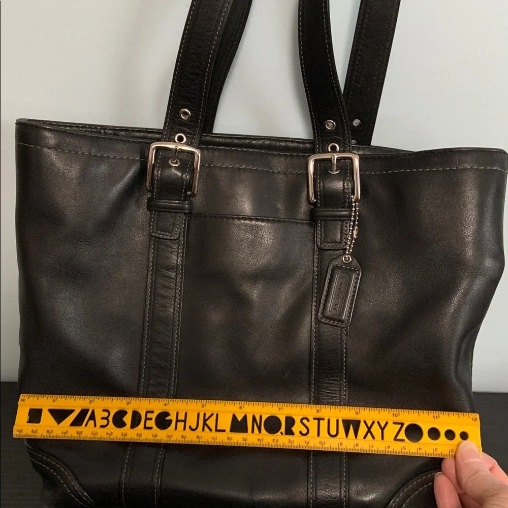 Coach Hampton Black Leather Tote Bag #F10194 - Picture 8 of 13